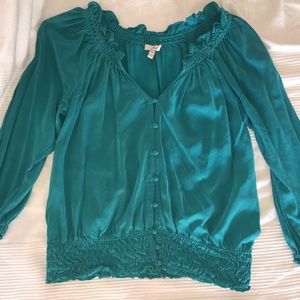 🦚👩‍🌾 Joie Peacock Blue Boho Peasant Top